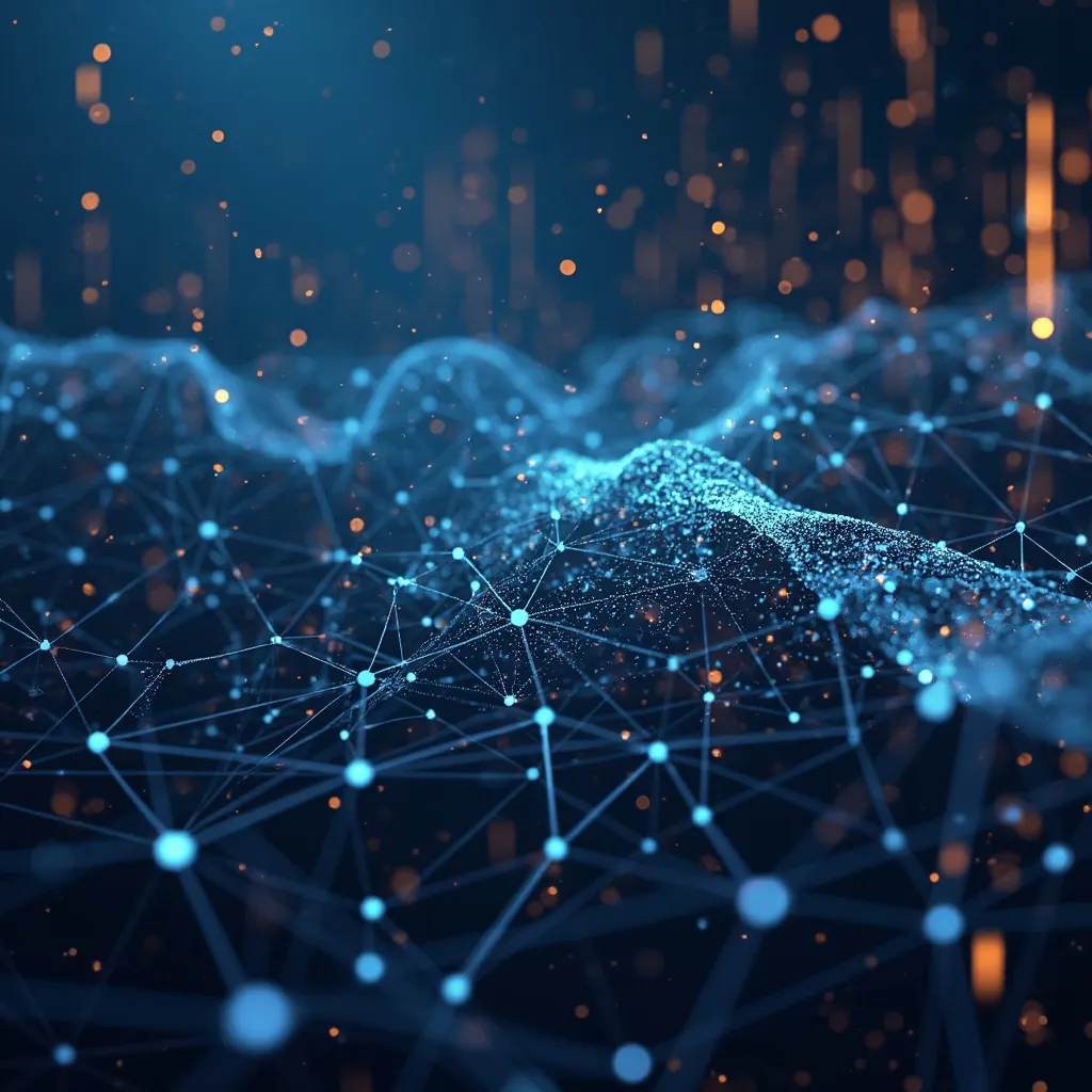 Abstraktes Netzwerk, das Technologie und Daten repräsentiert